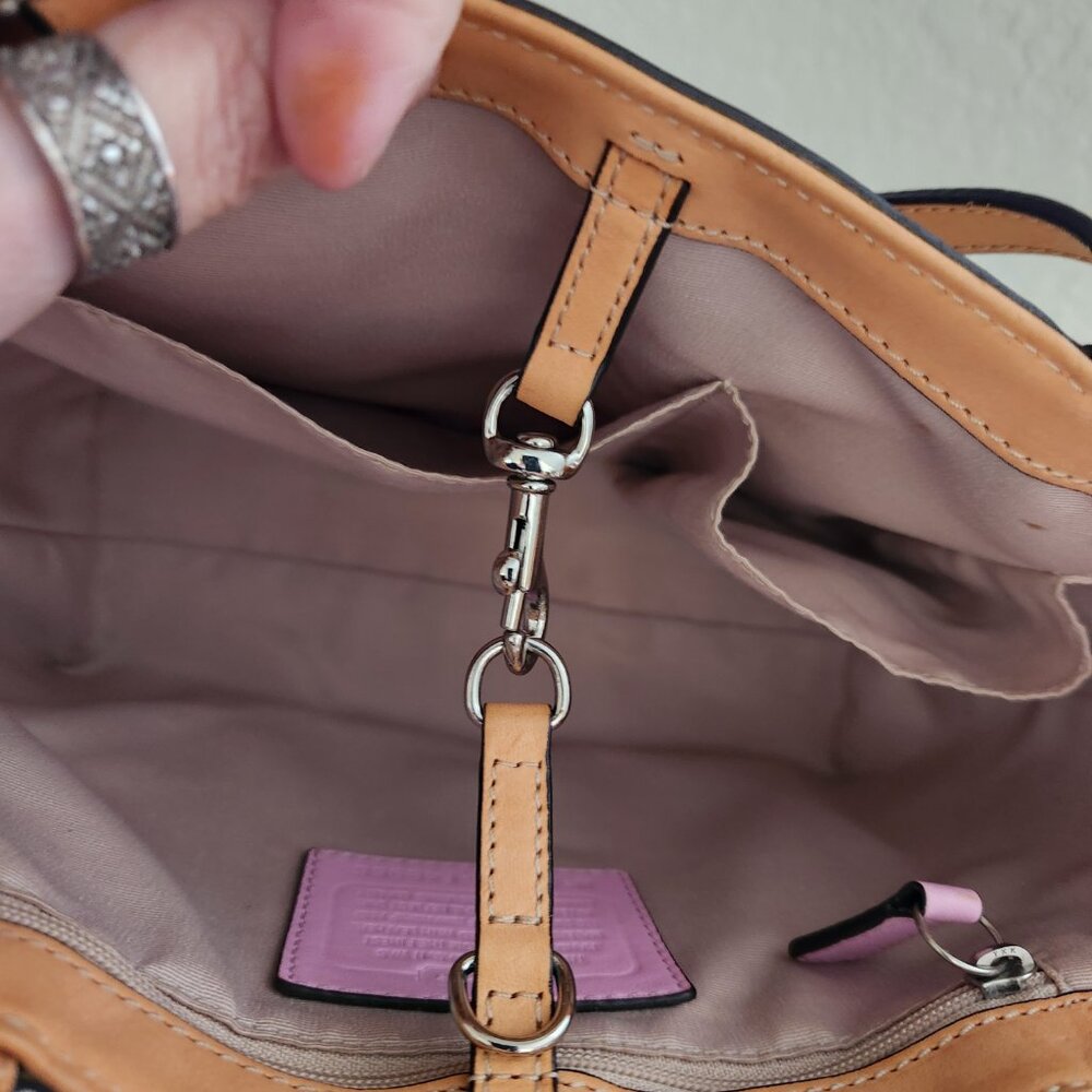 Coach Peyton Signature Khaki Satchel Handbag Purse - Picture 10 of 12